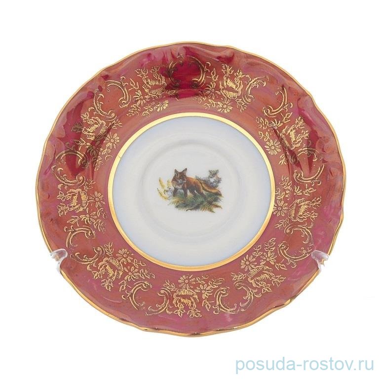 Блюдце 12 см 1 шт "Мария-Тереза /Охота красная" R-C / 362491