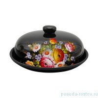 Блюдо для блинов 23 х 9,7 см с крышкой &quot;Хохлома&quot; / 277401