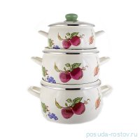 Набор кастрюль 3 предмета (2,2; 3; 5,3 л) с крышками &quot;Фрукты&quot; / 151900