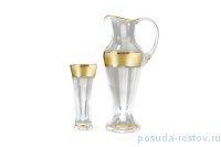 Набор для воды 7 предметов (кувшин 1,5 л + 6 стаканов) &quot;Иксовка /Матовая полоса золото&quot; AS Crystal / 148117