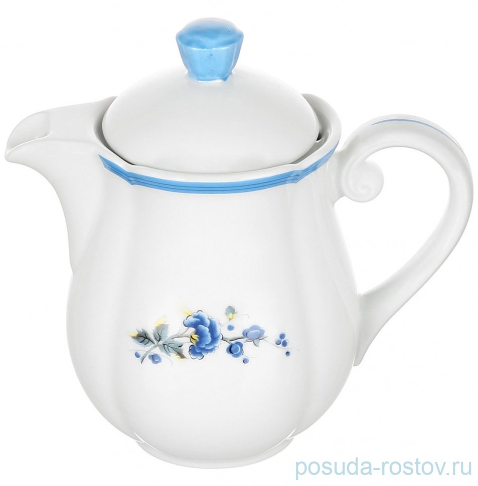 Кофейник 500 мл "Соната /Цветы /Голубая кайма" / 374012