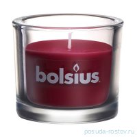 Свеча 8 х 9,2 см в стекле тёмно-красная &quot;Classic /Bolsius&quot; (время горения 29 ч) / 278262