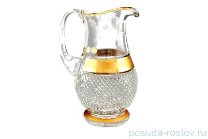 Кувшин для воды 1,3 л &quot;Хрусталь /Матовая полоса с золотом&quot; (гладкое горлышко) / 112994