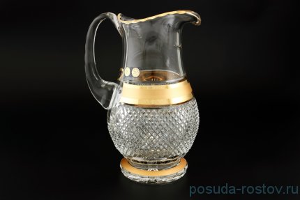 Кувшин для воды 1,3 л &quot;Хрусталь /Матовая полоса с золотом&quot; (гладкое горлышко) / 112994
