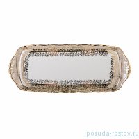 Поднос 33 см прямоугольный &quot;Фредерика /Золотые листики на бежевом&quot; / 168107