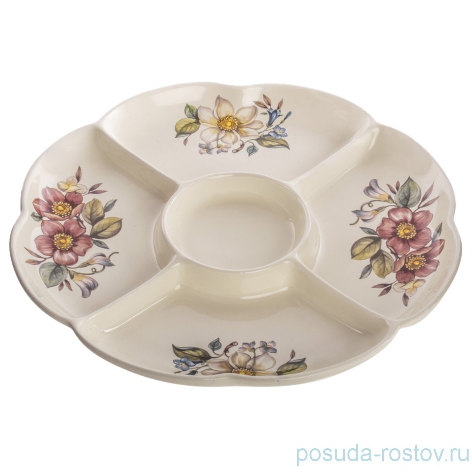 Менажница 34,5 см 5-ти секционная "Artigianato ceramico /Весенние лепестки" / 171688