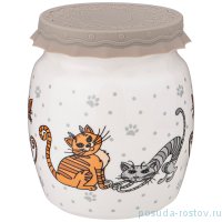 Емкость для меда/варенья 1 л с силиконовой крышкой &quot;Озорные коты&quot; / 234143