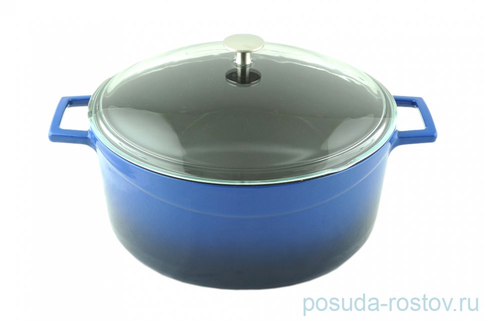 Кастрюля 28 см со стеклянной крышкой 6,7 л "Lava /Blue" / 221025