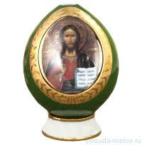 Подсвечник-яйцо 11,5 см на подставке пасхальное &quot;Спаситель&quot; зелёное  / 158822