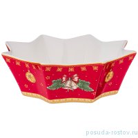 Блюдо 23 х 23 х 7 см красное Звезда &quot;С Новым годом! /Дед мороз&quot; / 225204