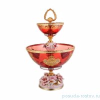 Ваза для фруктов н/н с ручкой &quot;Розаперла /Марисоль /Розовая с золотом&quot; / 149888