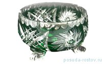 Вазочка 11 см на 3-х ножках зелёная &quot;Резная цветная&quot; / 099074