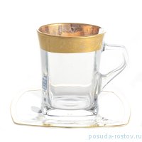 Чайная пара 220 мл 1 шт &quot;Золотой цветочный кант&quot; V-D / 225788