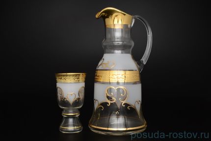Набор для воды 7 предметов (кувшин 1,5 л + 6 стаканов) &quot;Королевский /Антик золото /Узор&quot; / 005032
