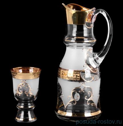 Набор для воды 7 предметов (кувшин 1,5 л + 6 стаканов) &quot;Королевский /Антик золото /Узор&quot; / 005032