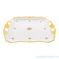 Блюдо 34 см квадратное с ручками &quot;Корона /Золотая роза&quot; / 230138