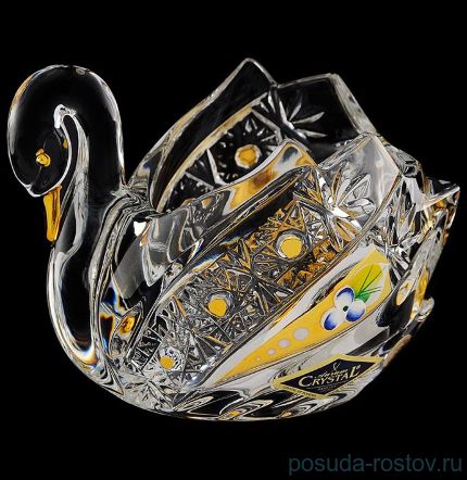 Конфетница 11,4 см Лебедь &quot;Хрусталь с золотом&quot; / 086689