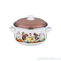 Кастрюля 18 х 10,5 см с крышкой эмалированная 2,4 л &quot;Куриный переполох&quot;  / 199002