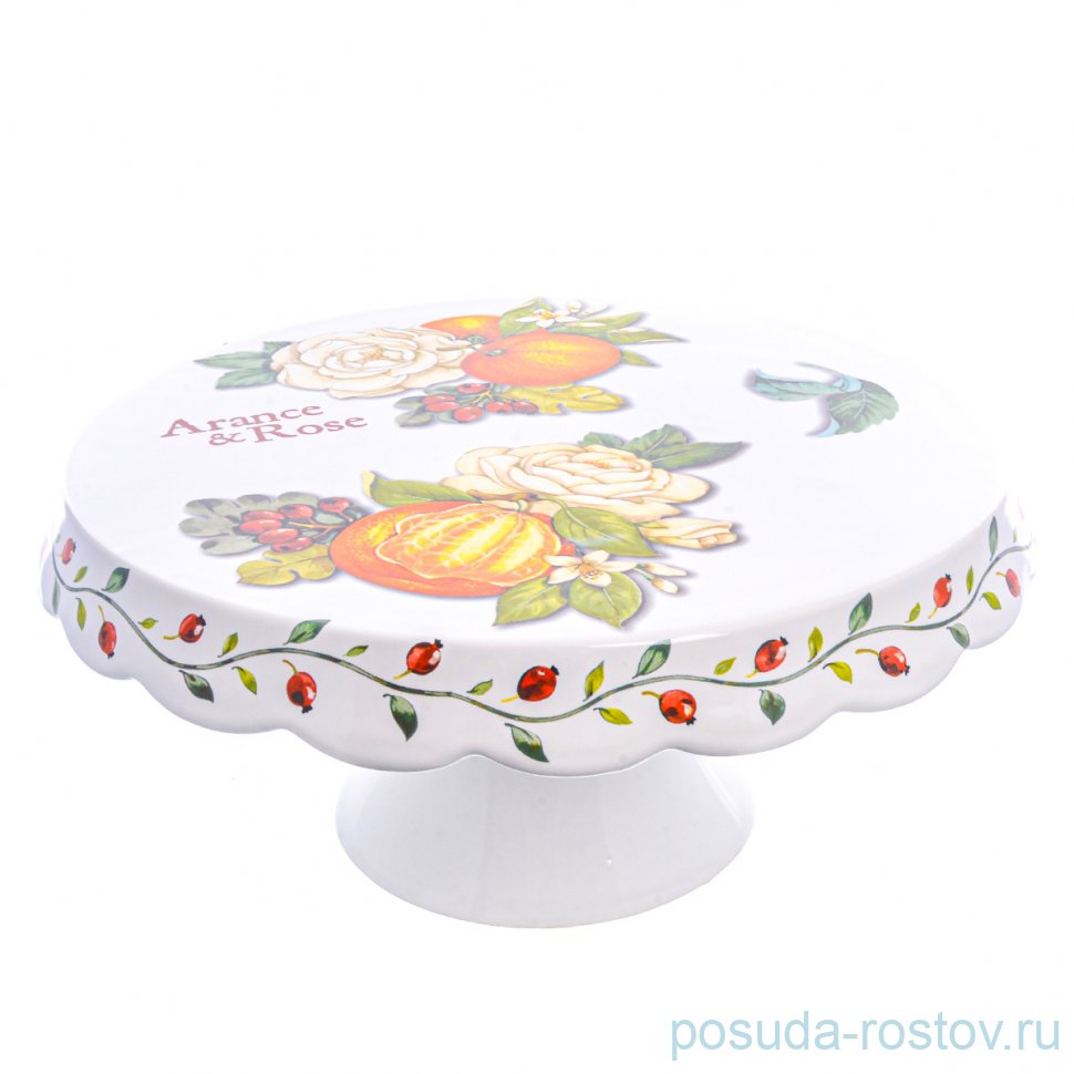 Тортница 32 см н/н "Artigianato ceramico /Апельсин и роза" / 228260