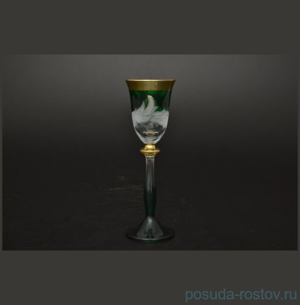 Рюмки 60 мл 6 шт &quot;Матовые листики /Золото на зелёном&quot; E-V / 053181