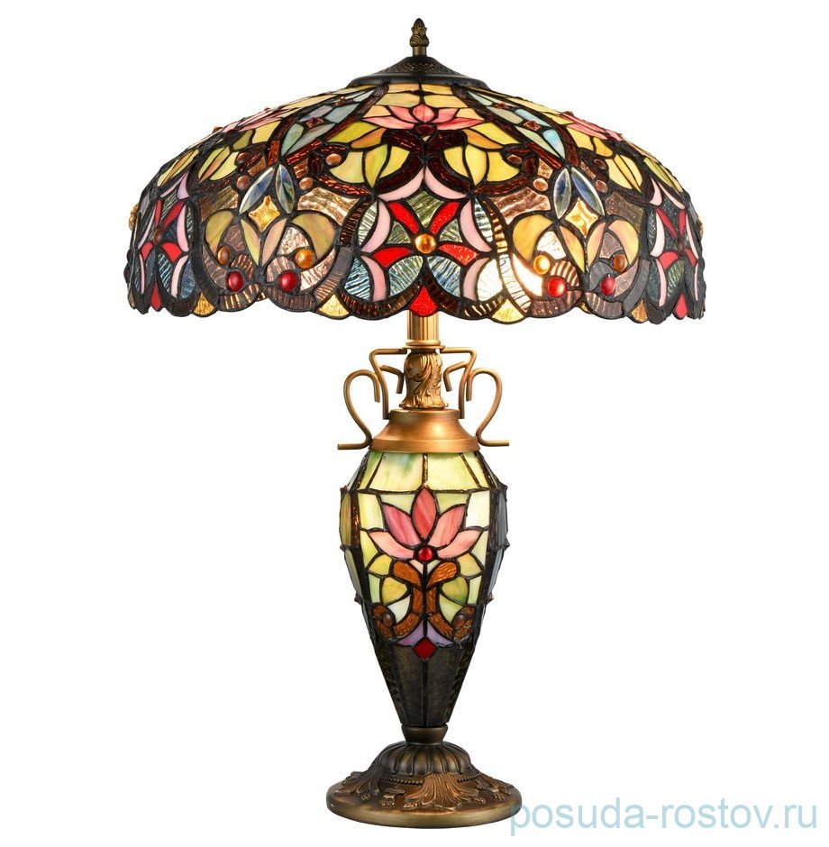 Лампа настольная 3 рожковая "Tiffany" Цветы и камения / 304778