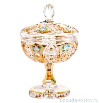 Ваза для конфет 15,5 см с крышкой н/н &quot;Хрусталь с золотом&quot; / 043947