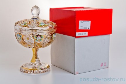 Ваза для конфет 15,5 см с крышкой н/н &quot;Хрусталь с золотом&quot; / 043947