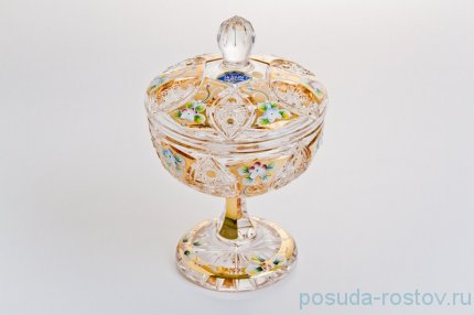 Ваза для конфет 15,5 см с крышкой н/н &quot;Хрусталь с золотом&quot; / 043947