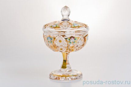 Ваза для конфет 15,5 см с крышкой н/н &quot;Хрусталь с золотом&quot; / 043947
