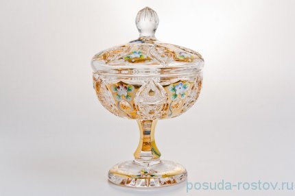 Ваза для конфет 15,5 см с крышкой н/н &quot;Хрусталь с золотом&quot; / 043947