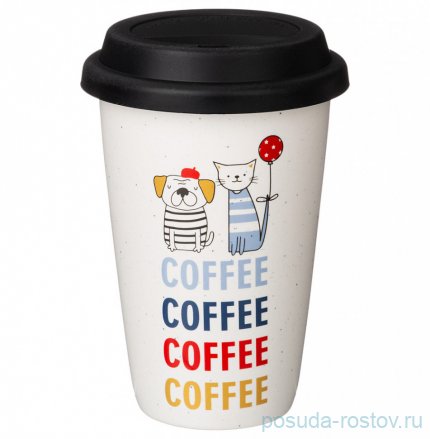 Кружка 390 мл с силиконовой крышкой и ободком &quot;Coffemania&quot; / 279662