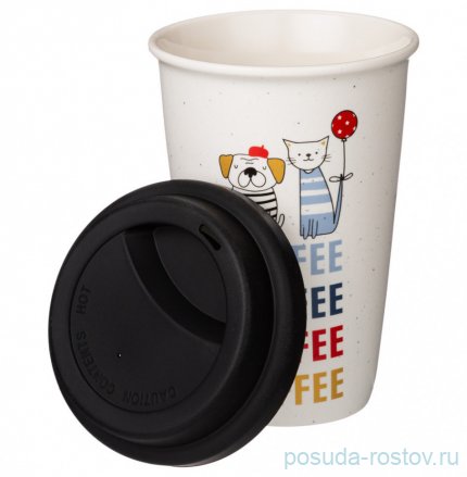 Кружка 390 мл с силиконовой крышкой и ободком &quot;Coffemania&quot; / 279662