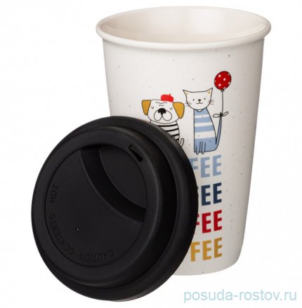 Кружка 390 мл с силиконовой крышкой и ободком &quot;Coffemania&quot; / 279662