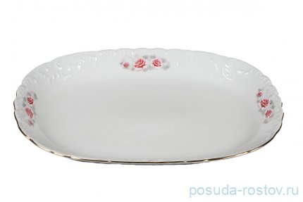 Блюдо 33 х 23 см овальное &quot;Рококо /577 /Серая роза /золото&quot; / 127647