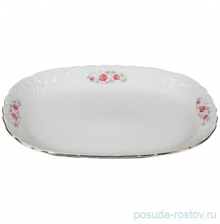Блюдо 33 х 23 см овальное &quot;Рококо /577 /Серая роза /золото&quot; / 127647