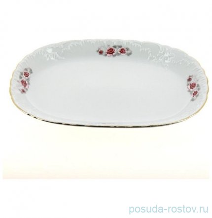 Блюдо 33 х 23 см овальное &quot;Рококо /577 /Серая роза /золото&quot; / 127647