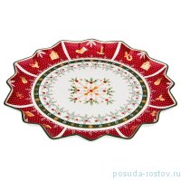 Блюдо 38 х 4 см круглое &quot;Christmas Collection /Снежинка красная&quot; / 192446