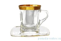 Набор чайных пар 6 шт &quot;Квадро /Цветочный узор /Золото /Kутка&quot; B-G / 116575