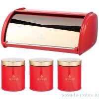 Хлебница 35,5 х 23 х 14,5 см + банки для сыпучих продуктов 10 х 12 см 3 шт &quot;Agness /Тюдор&quot; / 233309