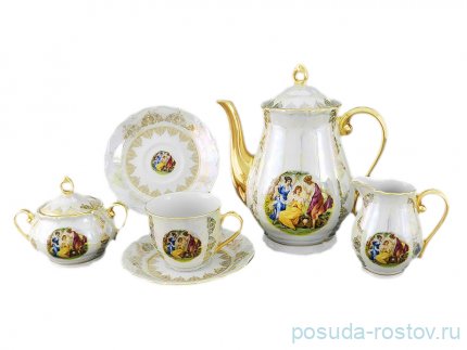Кофейный сервиз на 6 персон 15 предметов &quot;Верона /Мадонна перламутр&quot; / 158140