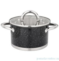 Кастрюля 16 х 9,5 см со стеклянной крышкой 1,8 л чёрная &quot;Agness&quot; / 196266