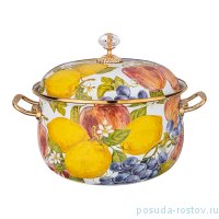 Кастрюля 24 см с крышкой эмалированная 6,1 л &quot;Agness /Фландрия /Фрукты&quot; / 225325