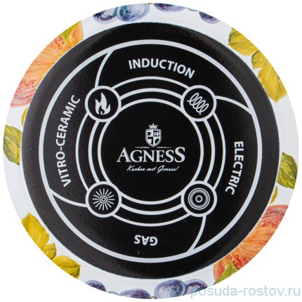 Кастрюля 24 см с крышкой эмалированная 6,1 л &quot;Agness /Фландрия /Фрукты&quot; / 225325