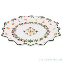 Блюдо 39,5 х 4 см круглое &quot;Christmas Collection /Снежинка зелёная&quot; / 192447