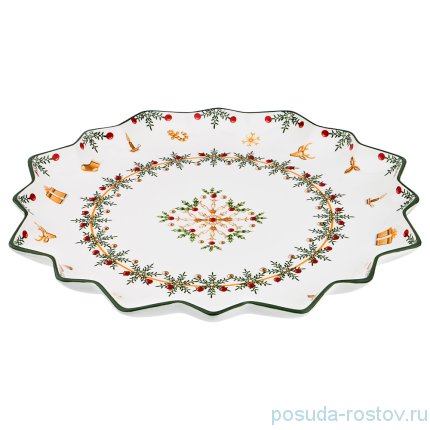 Блюдо 39,5 х 4 см круглое &quot;Christmas Collection /Снежинка зелёная&quot; / 192447