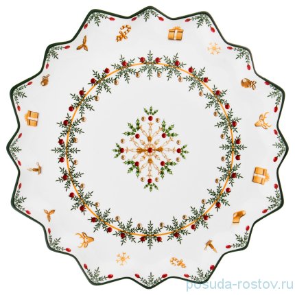 Блюдо 39,5 х 4 см круглое &quot;Christmas Collection /Снежинка зелёная&quot; / 192447