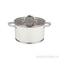 Кастрюля 18 х 10,5 см со стеклянной крышкой 2,5 л белая &quot;Agness&quot; / 213800