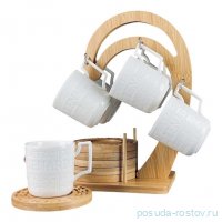 Кофейный сервиз на 6 персон 12 предметов на подставке &quot;Bamboo&quot; (подарочная упаковка) (чашка 130 мл) / 361185