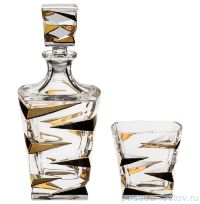 Набор для виски 7 предметов (графин 750 мл + 6 стаканов по 300 мл) &quot;ZIG ZAG GOLD&quot; / 104443