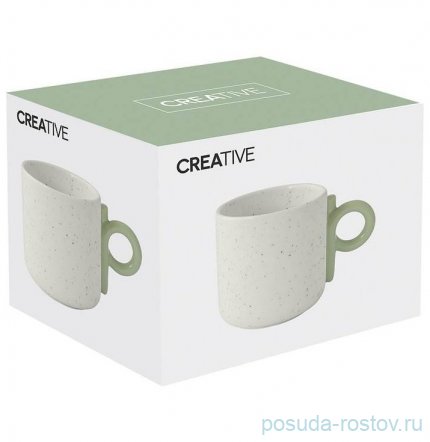 Кружка 350 мл бело-зелёная &quot;Creative&quot; (подарочная упаковка) / 333794